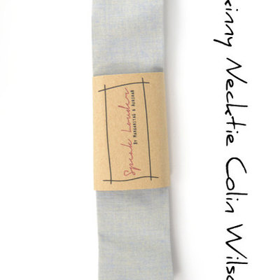 Mens tie skinny necktie - grey-blue organic cotton