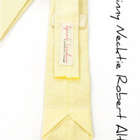 Mens Tie Skinny Necktie - light yellow chambray - Thumbnail 1