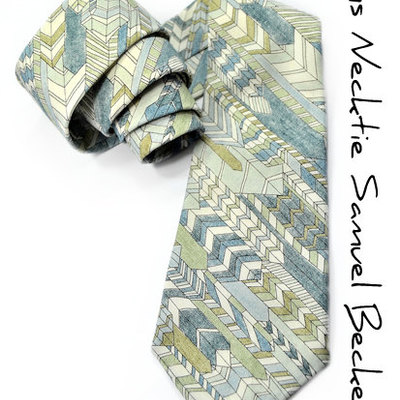 Wedding mens necktie - shades of blue and green arrows tie