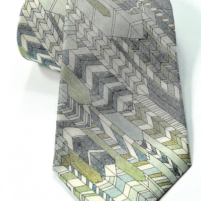 Wedding mens necktie - shades of blue and green arrows tie