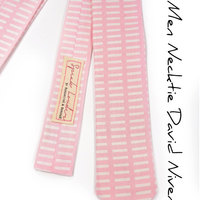 Pink and white stripes necktie - Laid-Back necktie - Thumbnail 4