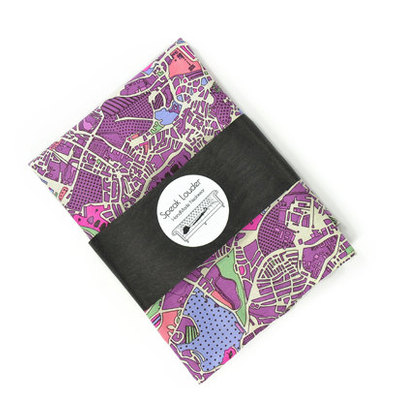 Mens pocket square purple- london map