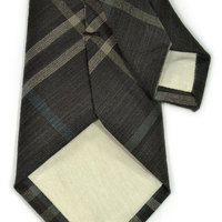 Men Necktie Woven yarn dyed black checkered, blue and cream tie - Thumbnail 1