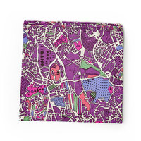 Mens Pocket Square Purple- London map - Thumbnail 1