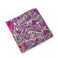 Mens Pocket Square Purple- London map - Thumbnail 2