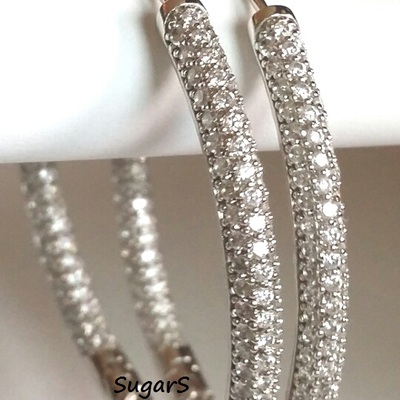 .925 sterling silver cz  pave hoops