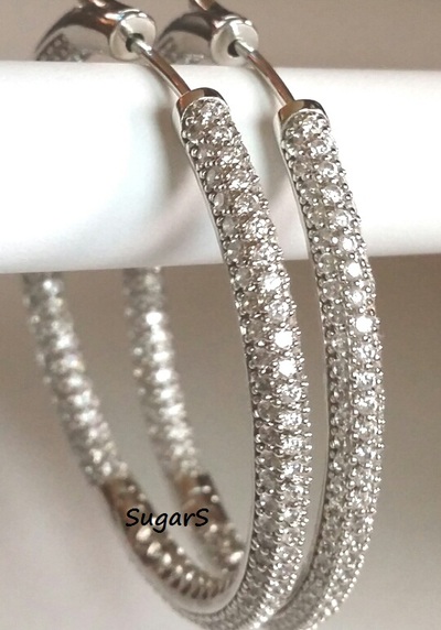 .925 sterling silver cz  pave hoops