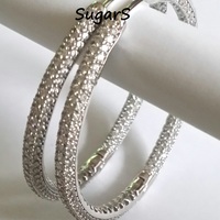 .925 STERLING SILVER CZ  PAVE HOOPS - Thumbnail 2