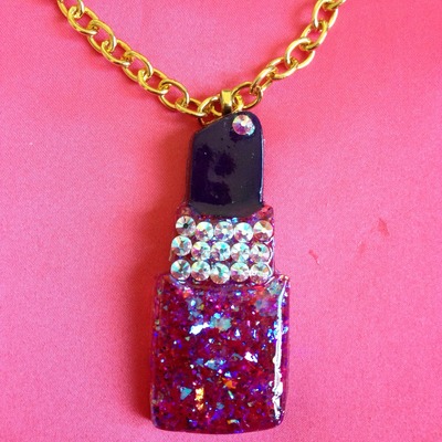 Swarovski lipstick necklace