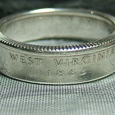 Wv quarter 90% silver coin ring