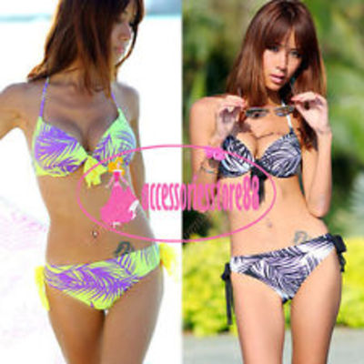3pc sexy womens padded bikini set bohemian beach swimdress
