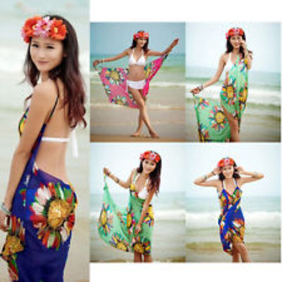Open-back wrap front swimsuits bikini cover up beach skirt dress