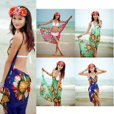 Open-back wrap front swimsuits bikini cover up beach skirt dress