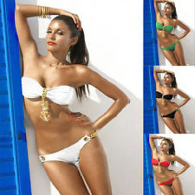 Sexy chains padded push up bikini swimwear 