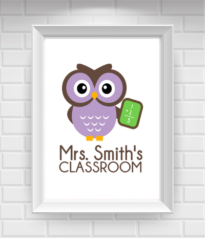 8"x10" Owl Math Teacher Poster Print / Wall Art