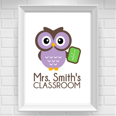 11"x14" owl math teacher poster print / wall art
