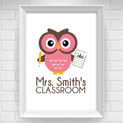 8"x10" owl teacher poster print / wall art