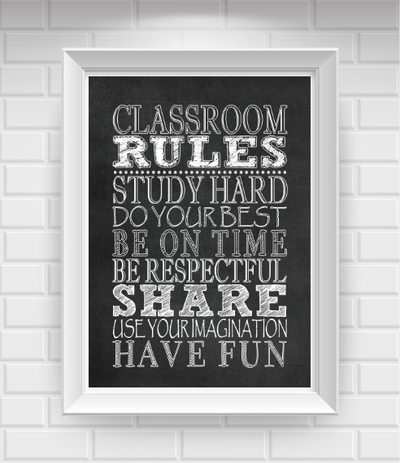 8"x10" Chalkboard-Style Classroom Rules Teacher Poster Print / Wall Art