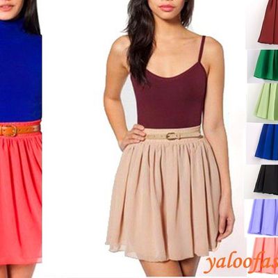 Sexy retro double layer chiffon mini skirt short dress 9 color 