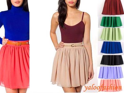 Sexy retro double layer chiffon mini skirt short dress 9 color 