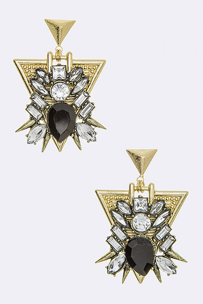 Crystal Triangle Earrings