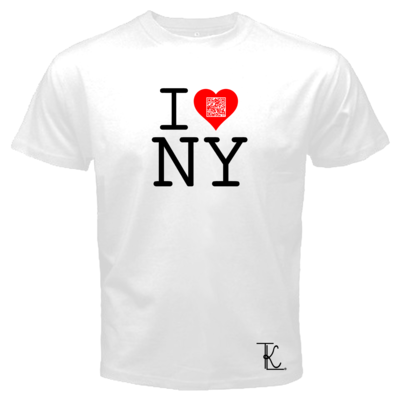 "i love ny" qr code t-shirt  * also available in women's white