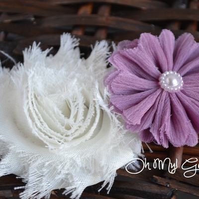 Purple & cream flower headband