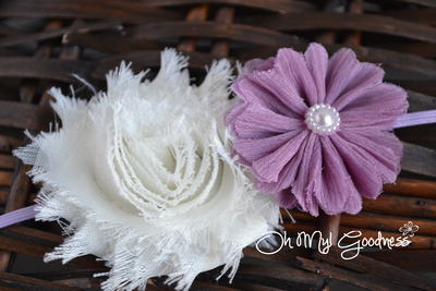 Purple & Cream Flower Headband