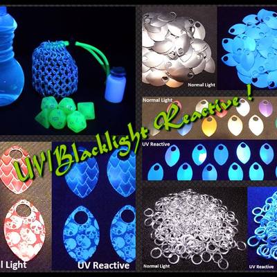 Radioactive chainmail dice bag series-small (glows under uv reactive black light..included!)