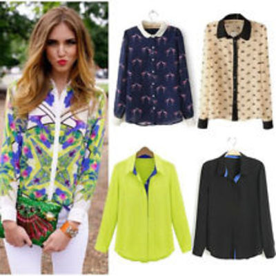 Long sleeve chiffon casual blouse 