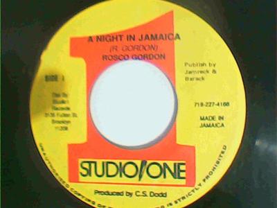 A night in jamaica/high in jamaica-rosco gordon/lilly white-studio one records-7"-good