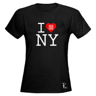 Women's black "i love new york" qr code t-shirt  *also available in men's black