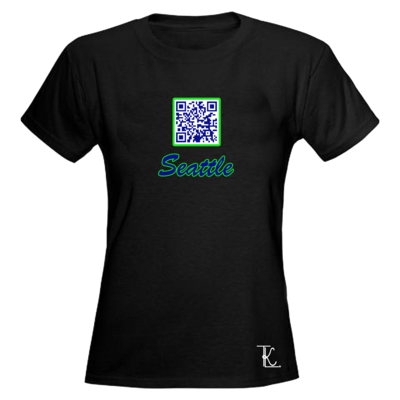 Women's black  seattle theme qr code t-shirt  *also available in men's black