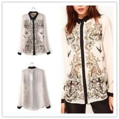  lapel collar leiothrix chiffon long sleeve blouses