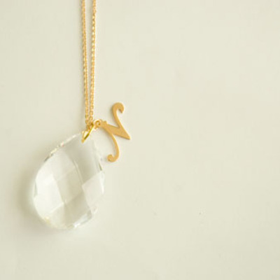  gold filled swarovski drop initial necklace