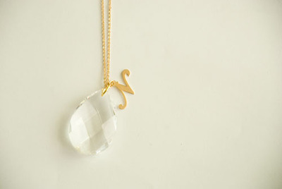  Gold filled Swarovski drop initial necklace