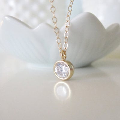 Amelie necklace, tiny sparkle on gold filled chain