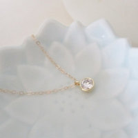 Amelie necklace, tiny sparkle on gold filled chain - Thumbnail 1