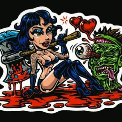 Axe chick full color shaped vinyl sticker - Thumbnail 4