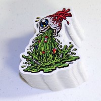 BARFING EYE full color silkscreened shaped sticker on clear vinyl - Thumbnail 2