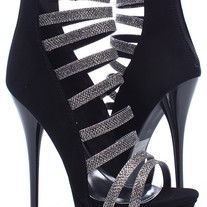 PEWTER GLITTER STRAPPY ANKLE HEELS