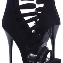 BLACK NUBUCK GLITTER STRAPPY HEELS