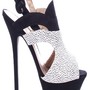 BLACK WHITE PEEP TOE PLATFORM HEELS-1