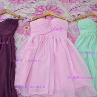 Pink bridesmaid dresses/bridesmaid dress/bridesmaid/prom dress/pink dress/wedding/chiffon dress ( color #21) - Thumbnail 1