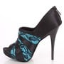 Teal Lace Two Tone Peep Toe Heels Satin-1