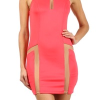 Embellished side dress with mesh panels  - Thumbnail 1