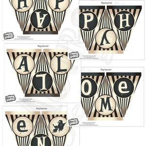 Vintage halloween banner, halloween bunting, party banner, halloween decorations - Thumbnail 3