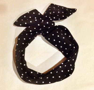 "Peggy" Black Polka Dot Wire Headband