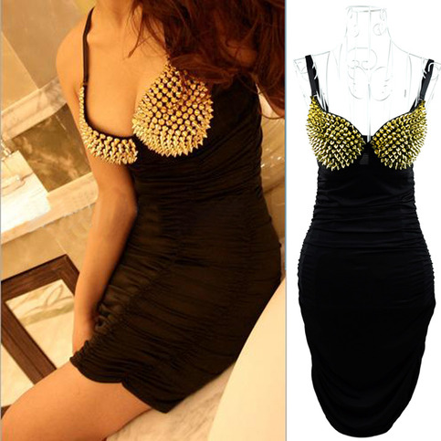 Spike Studded Bra Dress