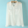 Long Sleeve Chiffon Blouse - Thumbnail 3